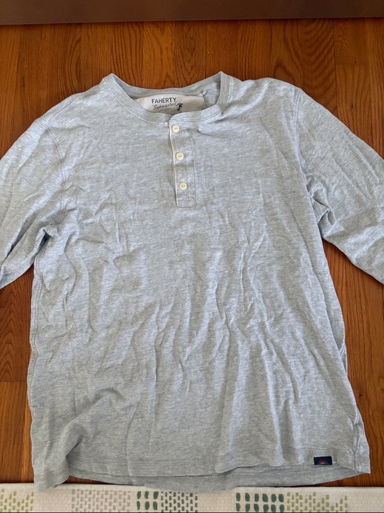 Faherty Other - Faherty Sunwashed Light Heather Gray Long-Sleeve Henley